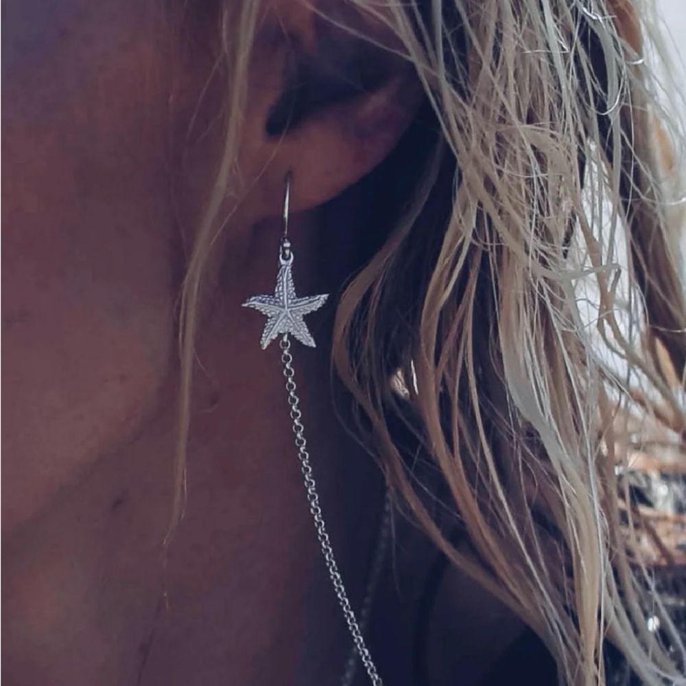 Bandicoot Silver Starfish Dangle Earrings